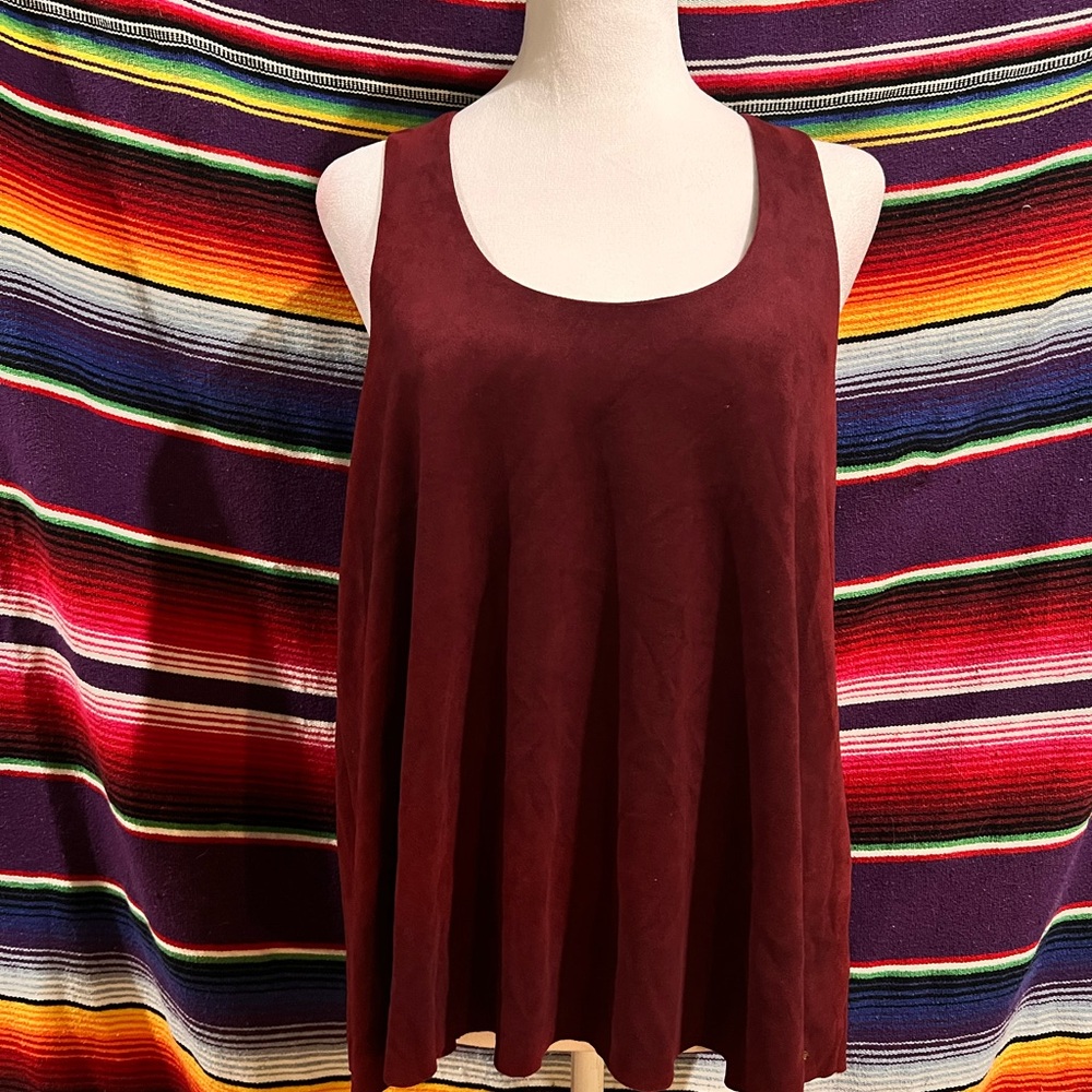Elegant Burgundy Women's Suede Top